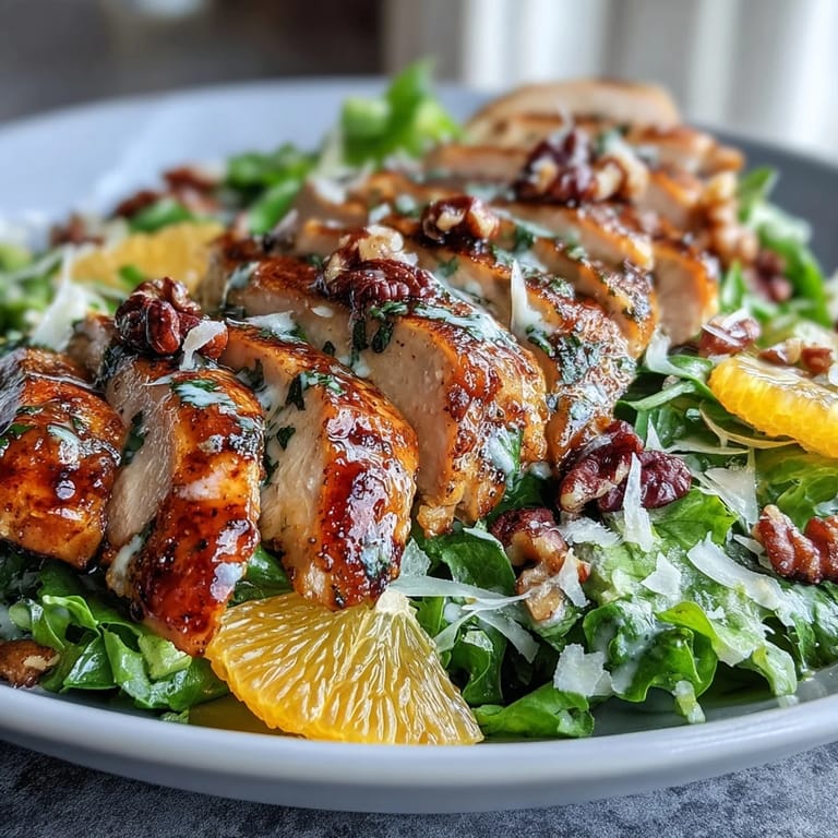 Fresh baby spinach tossed with juicy strawberries, grilled chicken slices, and crunchy pecans, finished with homemade poppy seed dressing.