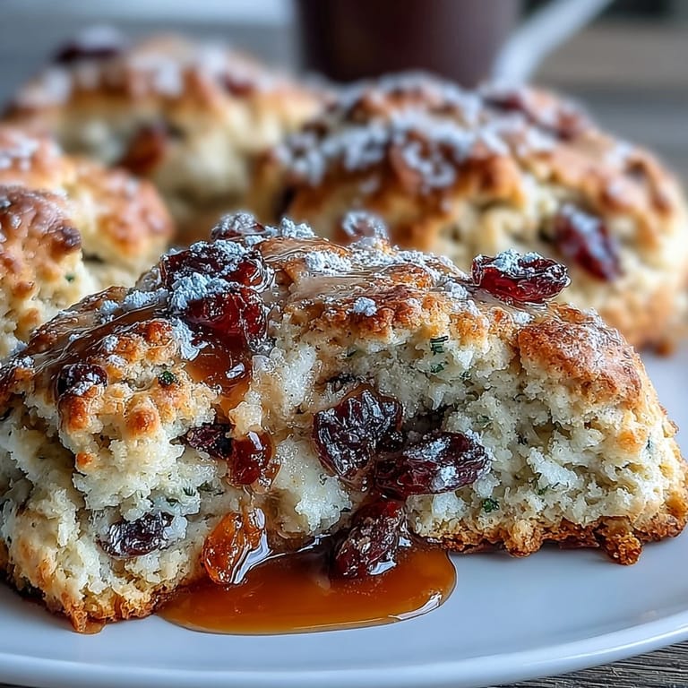 Flaky, buttery scones packed with chewy cranberries and citrusy candied orange, baked golden and perfect for a cozy brunch gathering.