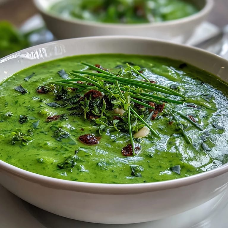 Hearty Spinach and White Bean Shamrock Soup featuring tender broccoli, zucchini, and silky spinach, blended to a smooth, nourishing finish.