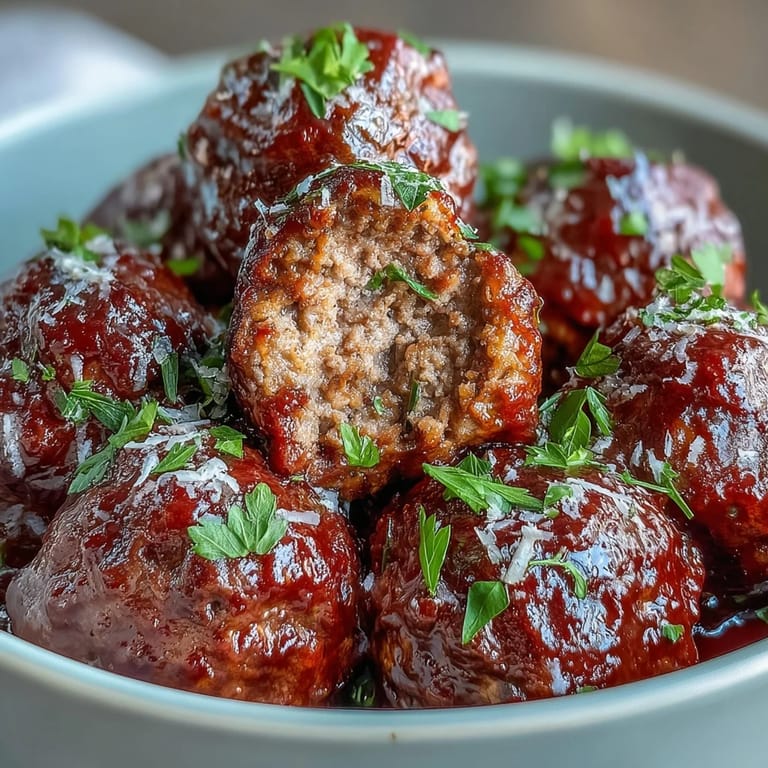 Slow Cooker Meatballs in hearty tomato sauce, easy to make and ideal for feeding a crowd at gatherings or potlucks.