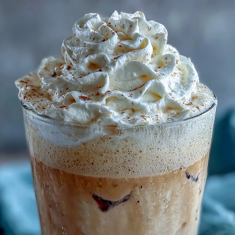 Velvety vanilla bean frappuccino protein shake topped with whipped cream, perfect for a refreshing post-workout breakfast.