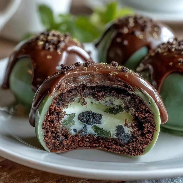 Rich, chocolate-filled truffle balls coated in bright green candy shell and topped with festive sprinkles for holiday fun.