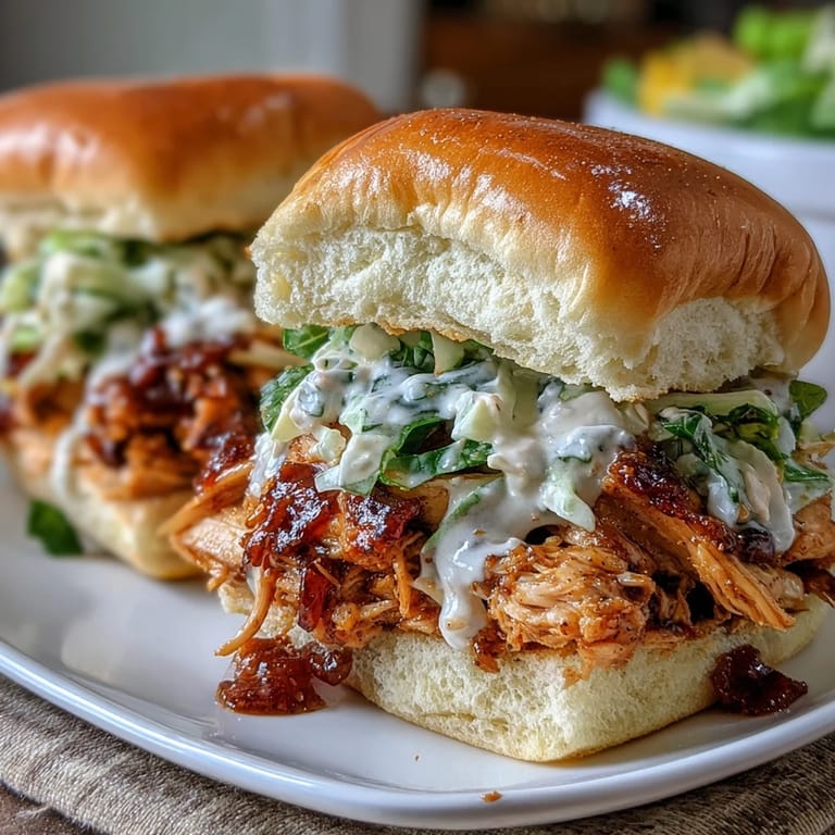 Flavorful Mississippi chicken, melted butter, and zesty coleslaw combine on soft buns for a crowd-pleasing slider recipe.