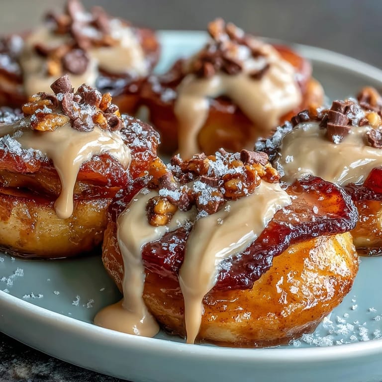 Crisp apple slices coated in smooth peanut butter sauce and crunchy granola bits, perfect for quick snacking or party platters.