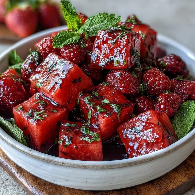 Beautifully carved watermelon filled with juicy melon balls and fresh berries, perfect for festive party platters and healthy snacking.