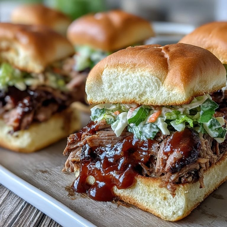 Delicious BBQ Baby Shower Brisket Sliders with juicy, slow-roasted brisket, creamy coleslaw, and a hint of smoky flavor, perfect for sharing.  