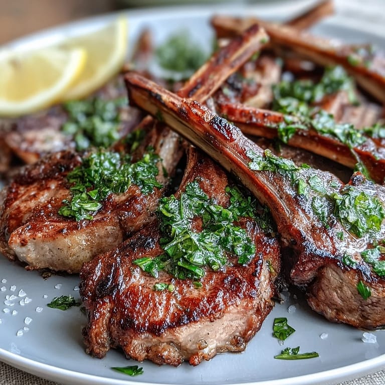 Savory lamb chops drizzled with fresh gremolata, showcasing bright herbs and lemon zest in every bite.