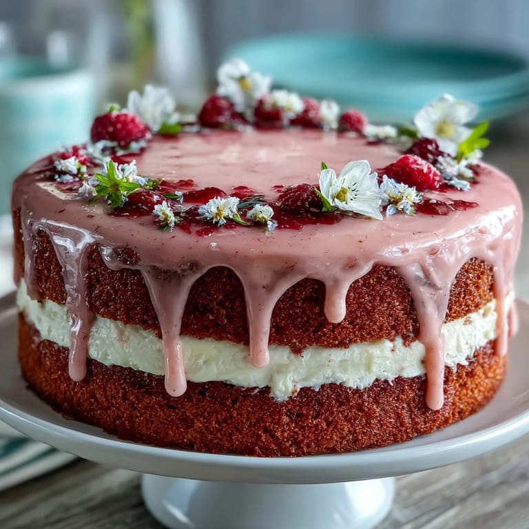 A slice of Bridal Shower Rosé Velvet Cake showcasing creamy frosting and gold accent.
