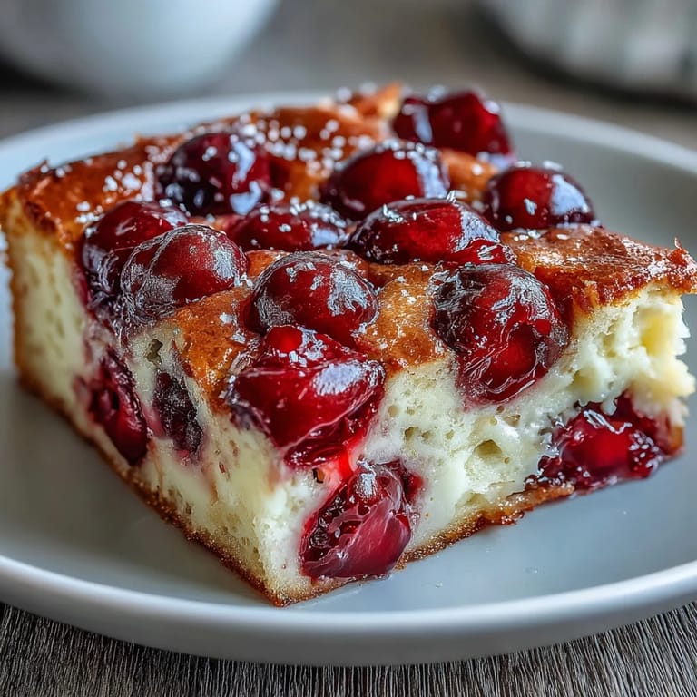 Enjoy this tempting slice of Fresh Cherry Clafoutis, a simple French custard treat.