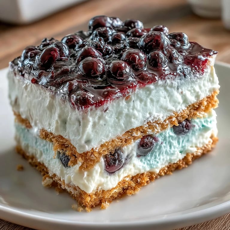 Refreshing no-bake Lemon Blueberry Icebox Cake ready for a summer dessert occasion.