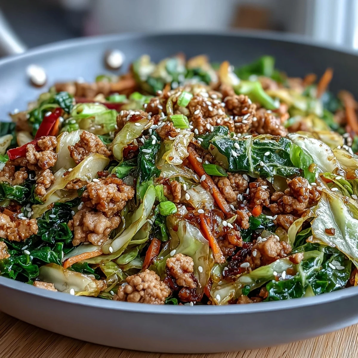 High-volume cabbage and turkey stir-fry with tender lean turkey and crisp vegetables in a savory Asian-inspired sauce.