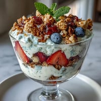 Vibrant Galentines brunch strawberry yogurt parfait bar with fresh berries and crunchy granola toppings.  