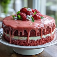 Bridal Shower Rosé Velvet Cake: elegant blush layers with shimmering gold drip.