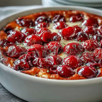 Fresh Cherry Clafoutis: vibrant cherries baked in sweet, eggy vanilla custard.